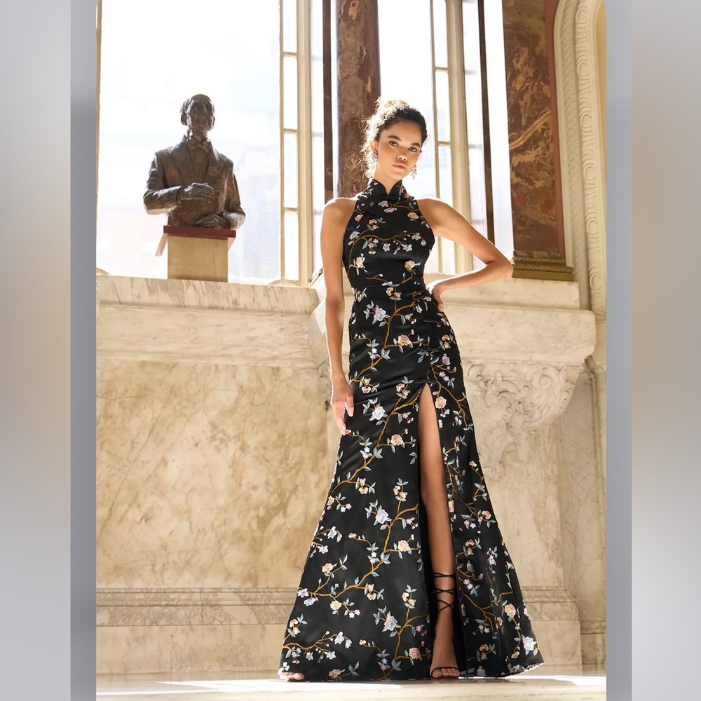 SAU LEE ARIANA EMBROIDERED GOWN